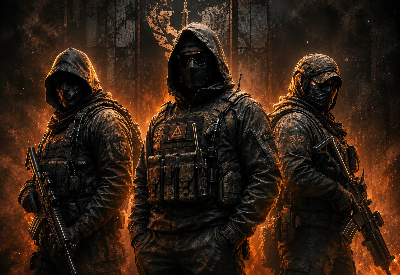 RealDudesInc, tactical squad in hooded gear
